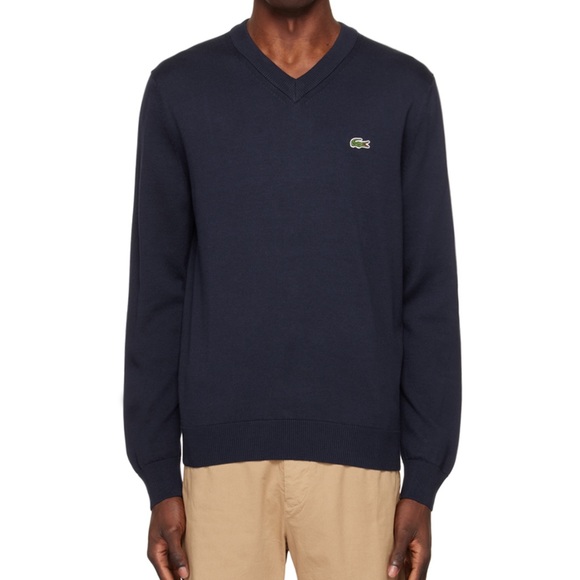 LACOSTENavy V-Neck Sweater